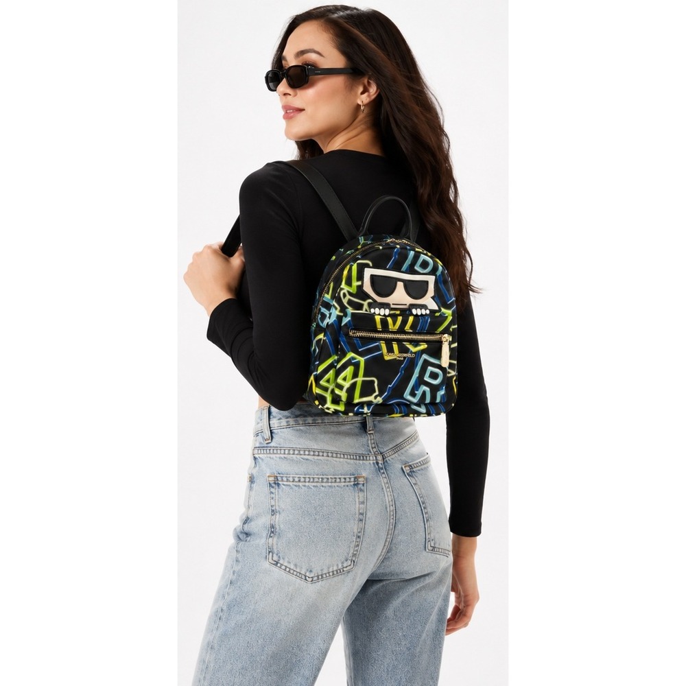 KARL LAGERFELD PARIS Maybelle Graffiti Mini Backpack Black Multicolor
